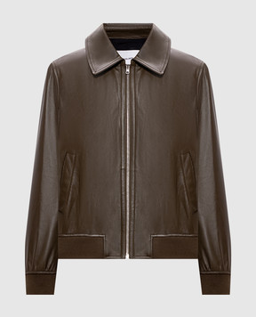 Yves Salomon Khaki leather jacket 25EYV20155APXX