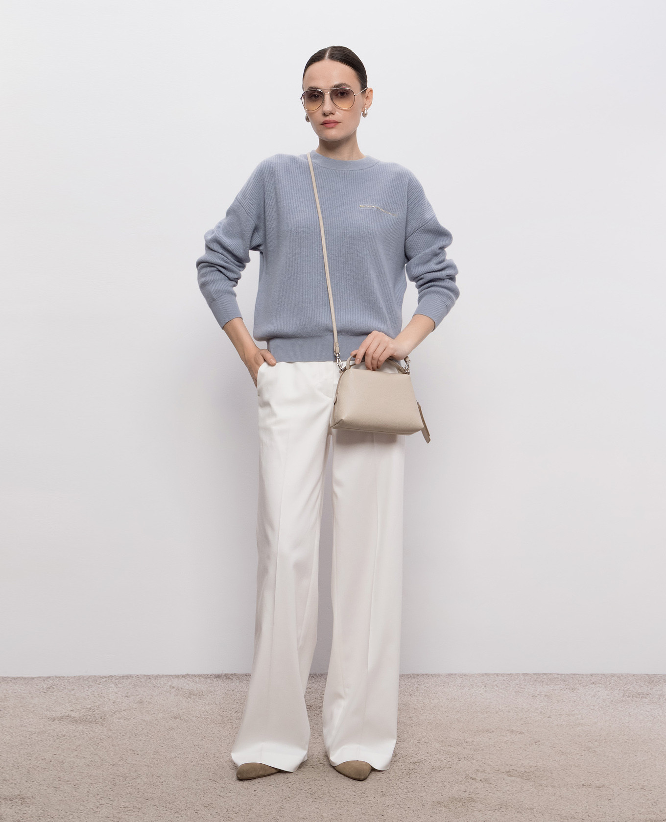 White straight-leg patch pants Peserico 2