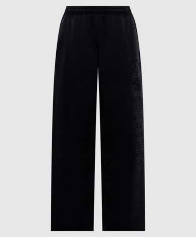 Black sweatpants with branded embroidery