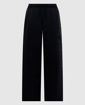 Vetements Black sweatpants with branded embroidery ME76SP171BX