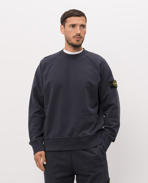 Stone Island Blue sweatshirt with logo patch L2S156100008S0051