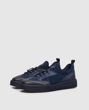 Stefano Ricci Blue combination sneakers with textured logo UV23G5306TWMSDP