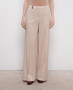 Peserico Beige wool pants with patch A0456702008