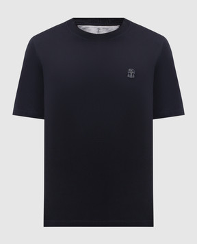 Brunello Cucinelli Blue cotton T-shirt with emblem M0B138440