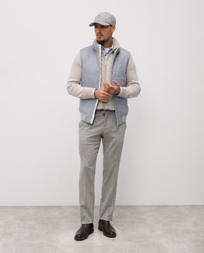Pini Parma Blue wool and cashmere vest DOWNVEAZZ
