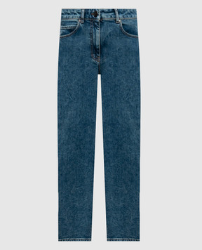 Peserico Blue mom jeans with logo patch P04779L34Q04291