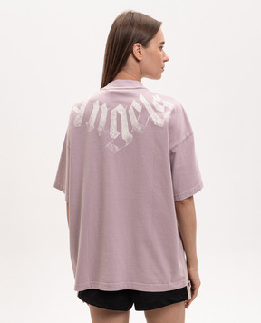Palm Angels Purple T-shirt with logo print PWAA07BS26JER007