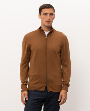 Canali Brown wool cardigan MK01149C0022