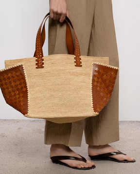 Dragon Chloe beige raffia tote bag SZS6SDCHL