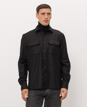 CAPOBIANCO Black wool shirt 21M502FA00