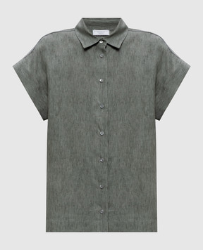 Peserico Khaki linen shirt with lapels S0649802629