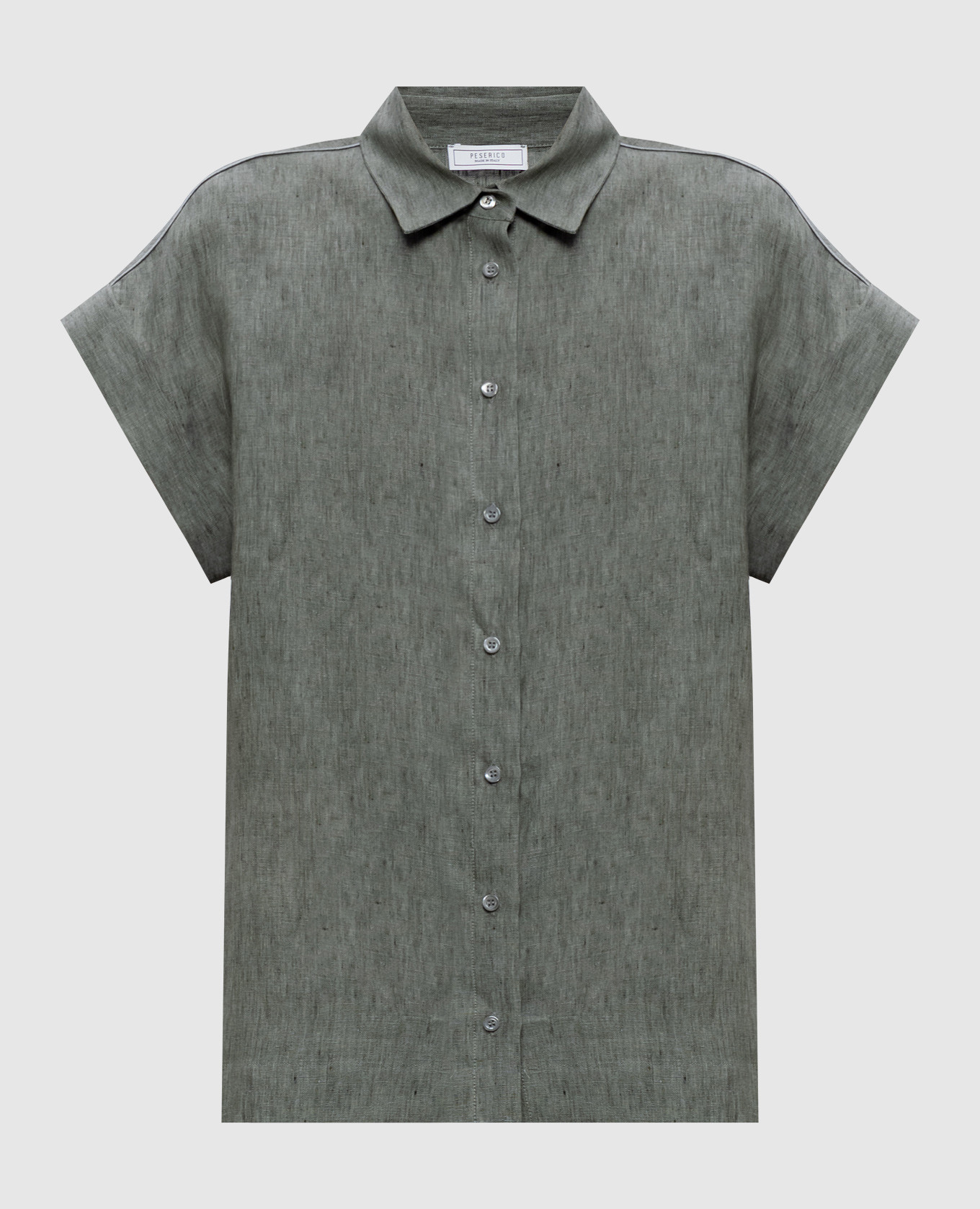 Khaki linen shirt with lapels