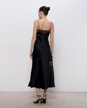 Ermanno Scervino Black midi dress with lace D482Q727APOKP