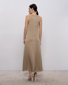 Peserico Beige midi dress with monil chain A0204701943