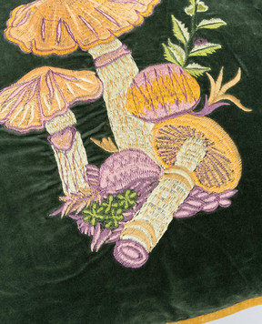 Les Ottomans Green decorative velvet pillow with embroidery EBC4050X50