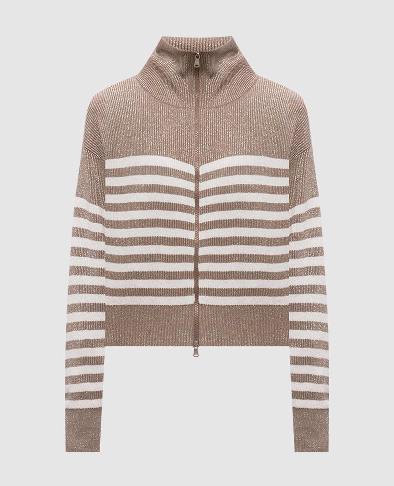 Brown striped cardigan with lurex Brunello Cucinelli