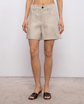 Brunello Cucinelli Beige patterned linen shorts MH528P9163