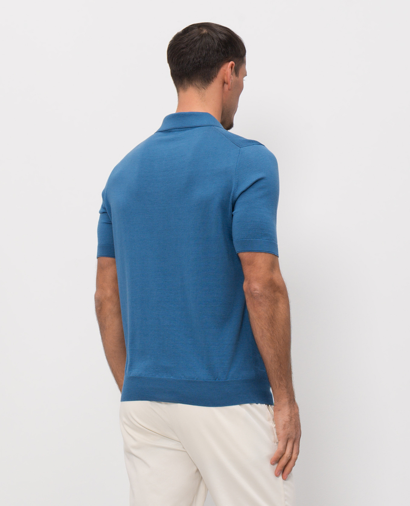 

Blue polo shirt with patterned silk Castangia dal 1850