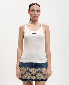 Dolce&Gabbana Ivory ribbed T-shirt F8W45TFU7AV
