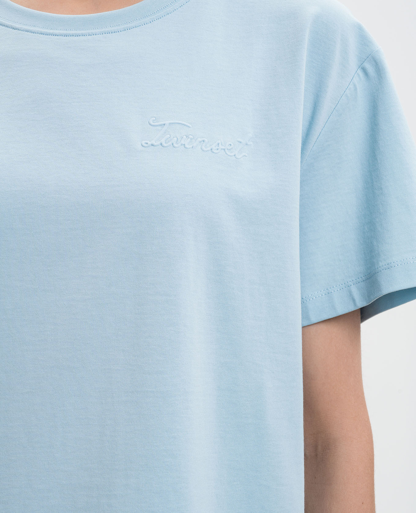 

Blue T-shirt with textured logo Twinset, Light blue