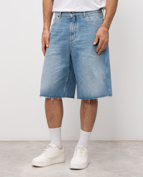 Dolce&Gabbana Blue denim shorts with logo patch GP1T2DG8NU7