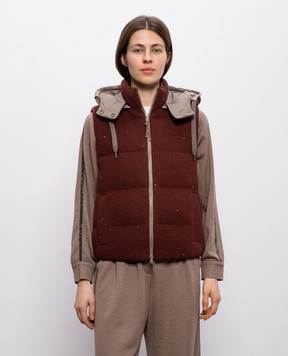 Brunello Cucinelli Burgundy vest with sequins M0DVT2142