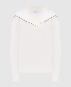 Brunello Cucinelli Ivory sweater with monil chain M19253202