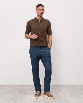 Castangia dal 1850 Brown silk polo shirt DBPZ1S26