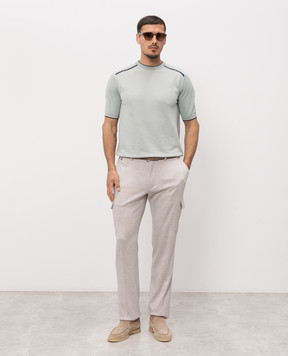 Stefano Ricci Beige linen and silk cargo pants M1T6100380DN29HA