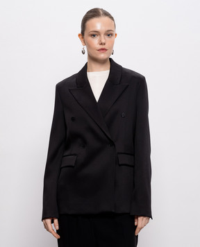 Loulou de Saison Black double-breasted jacket HORN with wool HORNLDS