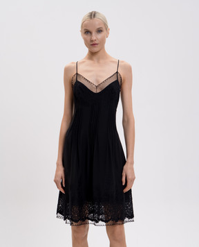 Ermanno Scervino Black silk dress with lace D482Q321APVKX