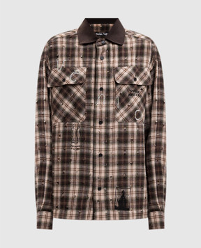 Palm Angels Brown Surfer Dream checkered shirt PAMGE005FB002w