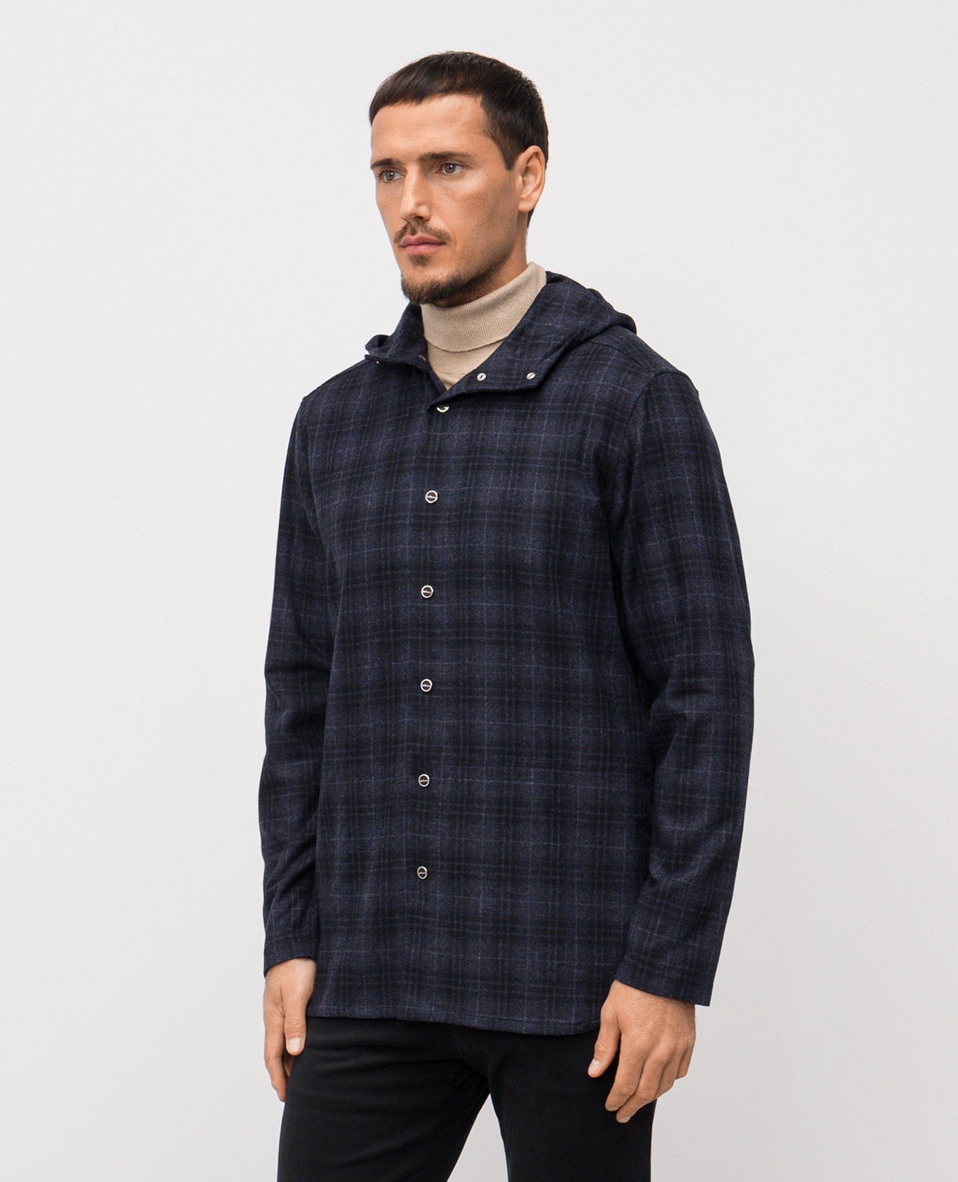 

Blue wool check shirt Kiton