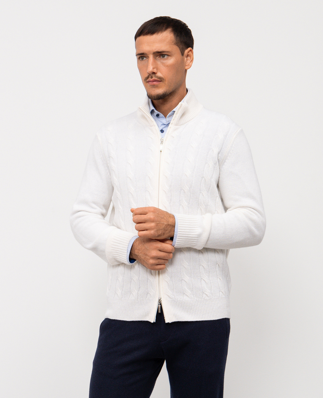 

White wool and cashmere cardigan Pini Parma