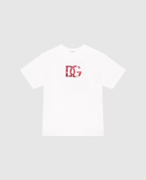 Dolce&Gabbana Children's T-shirt with textured monogram logo L4JTHVG7P4Z814
