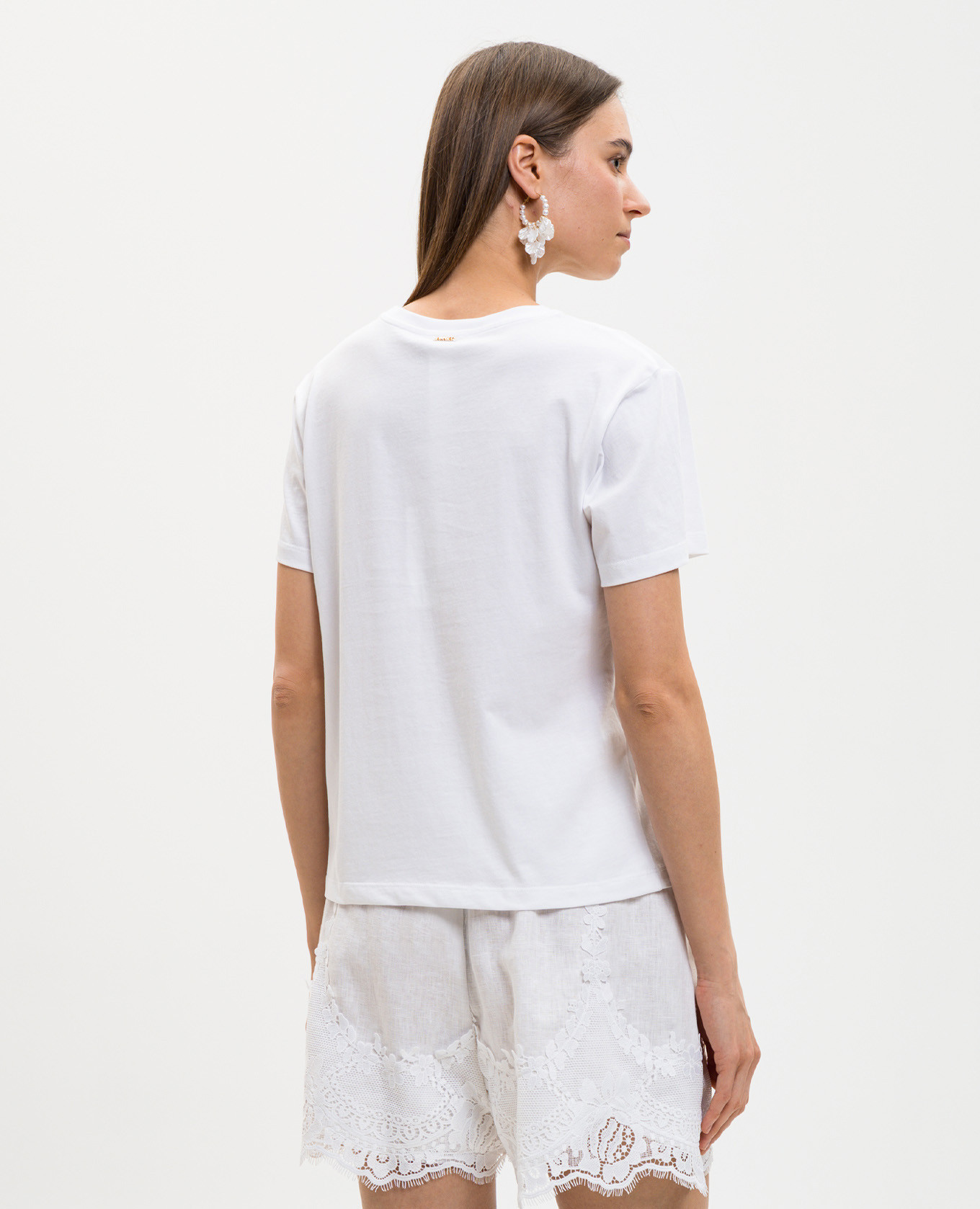 

White T-shirt with lace Twinset