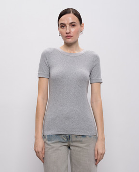 Peserico Gray T-shirt with monil chain A06872J05669A