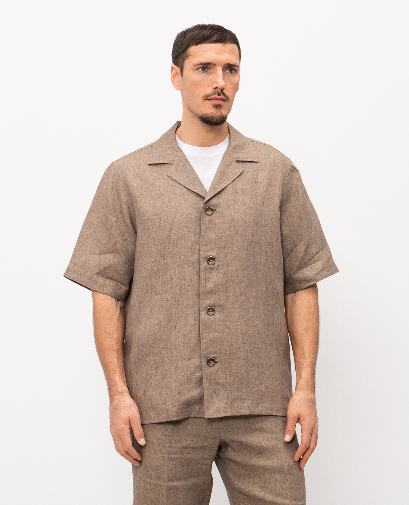Brown linen shirt CAPOBIANCO 3