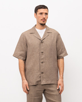 CAPOBIANCO Brown linen shirt 20M351LL00