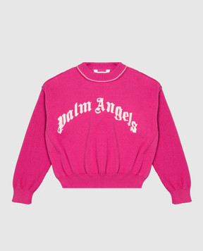 Palm Angels Children's pink sweater with logo embroidery F6PAJGJP155