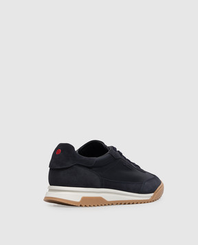 Kiton Blue logo-embossed combination sneakers USSA514N01532