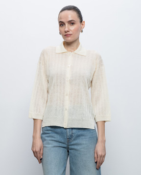 Peserico Beige cardigan with linen M99152F1209386