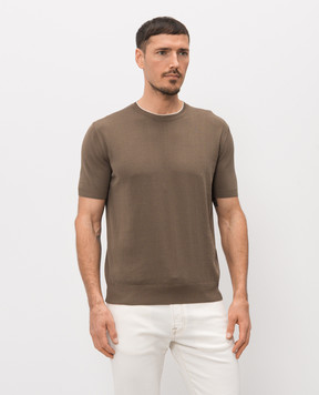 Canali Brown cotton T-shirt MK02460C1161