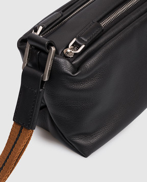 Ermenegildo Zegna Black deerskin toiletry bag with logo BAGsh
