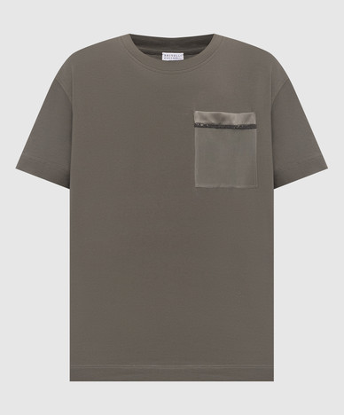 T-shirt color kaki con catena monil