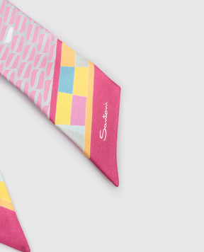 Santoni Pink silk twill ribbon with branded print AWFLC0030XXXAOE