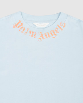 Palm Angels Children's blue T-shirt with logo PBAA003S26JER004