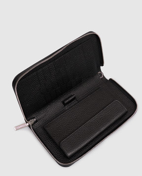 Stefano Ricci Black leather clutch wallet with textured emblem PP312GPVD