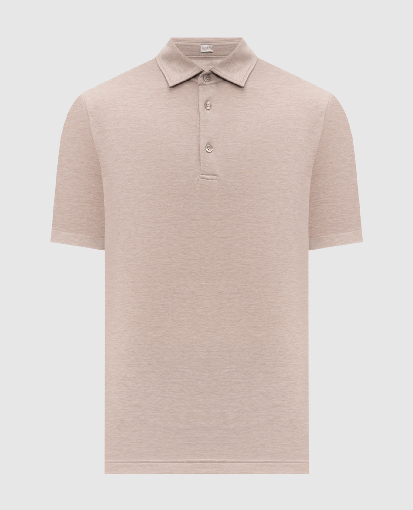 Beige polo shirt with logo patch