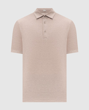 CAPOBIANCO Beige polo shirt with logo patch 20M601TM00